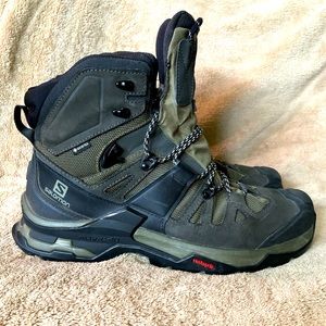 Salomon Quest 4 hiking boots, men’s 10, olive.